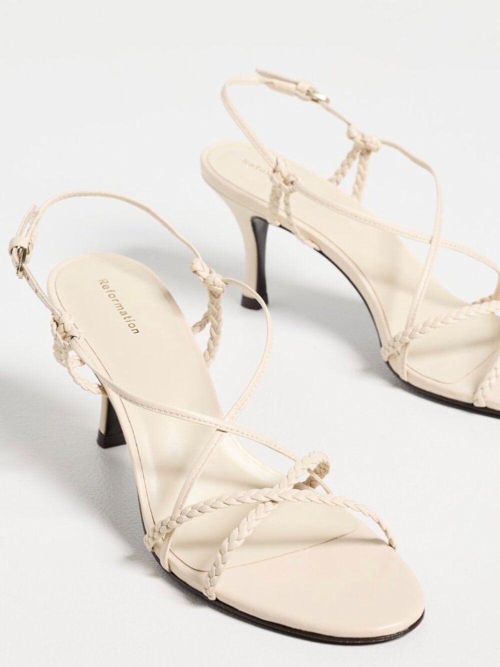 Reformation Jackson Heeled Sandals (Size 7.5) in Almond Leather